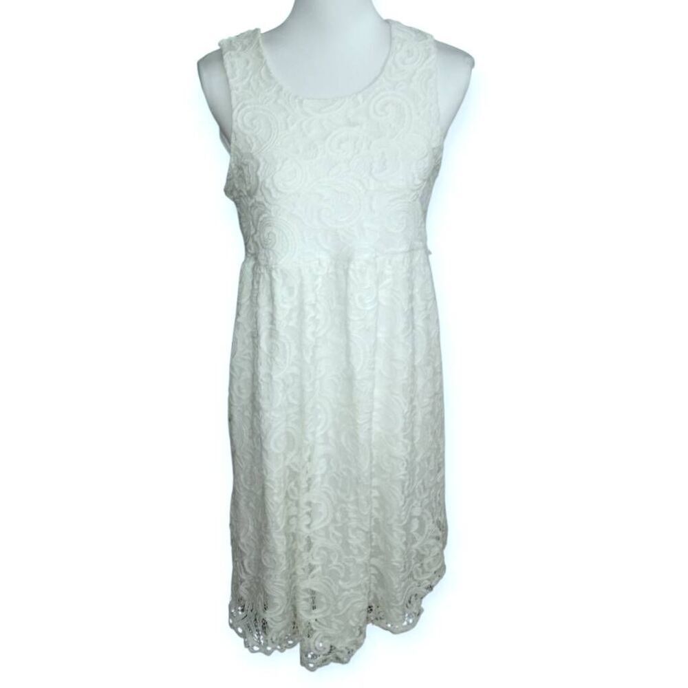 THREE SEASONS MATERNITY WHITE LACE DRESS SZ.M EUC